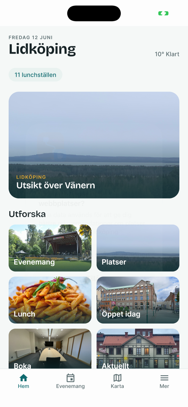 Lidköpingsappens startvy